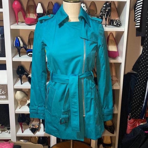 Michael Kors Jackets & Blazers - Michael Kors Turquoise Trench Coat